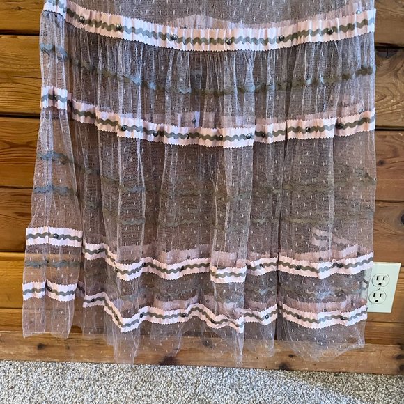 RED Valentino Point d'esprit tulle Pink Sheer Maxi Dress - Picture 7 of 11